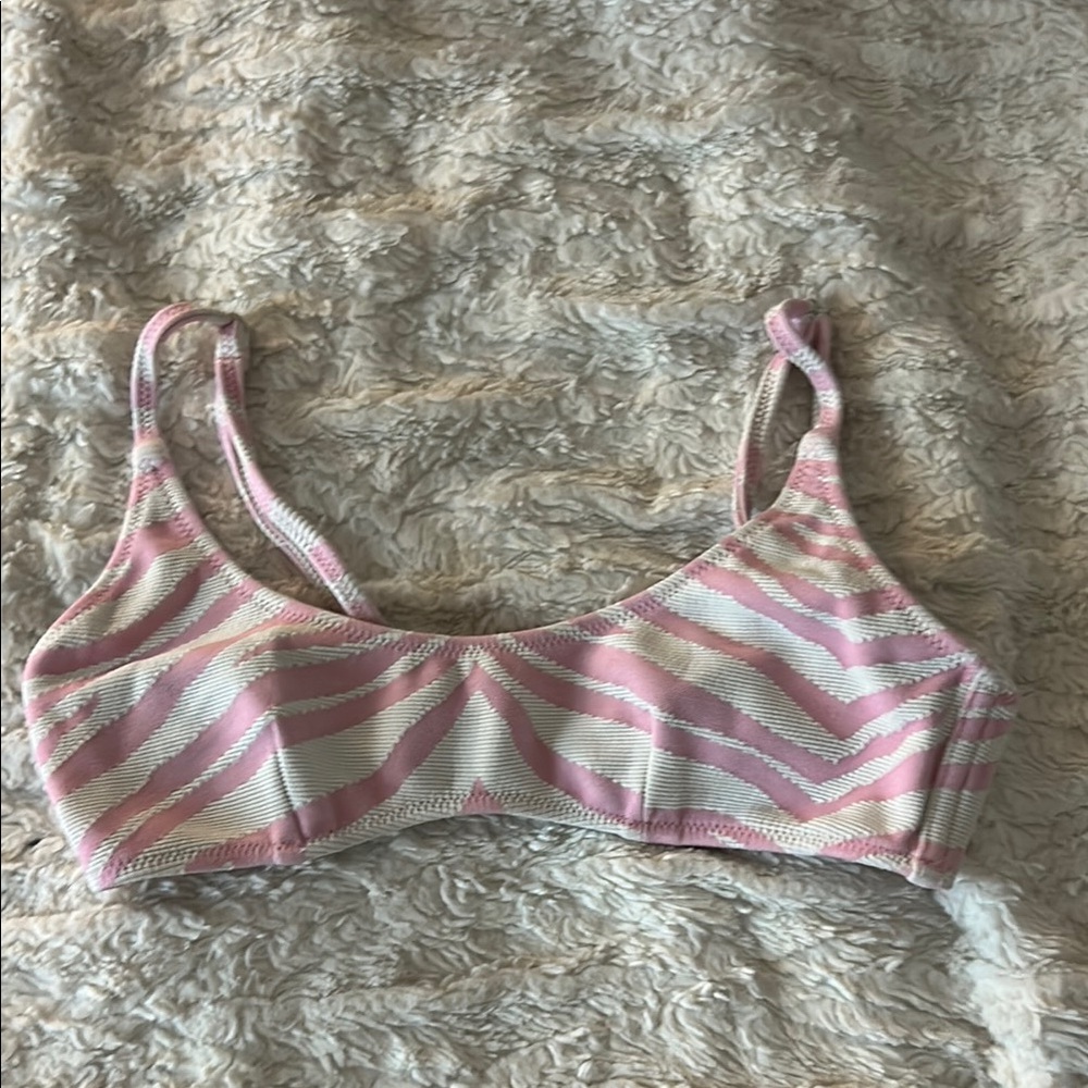 Triangl Swimwear Pink and White Striped Bra